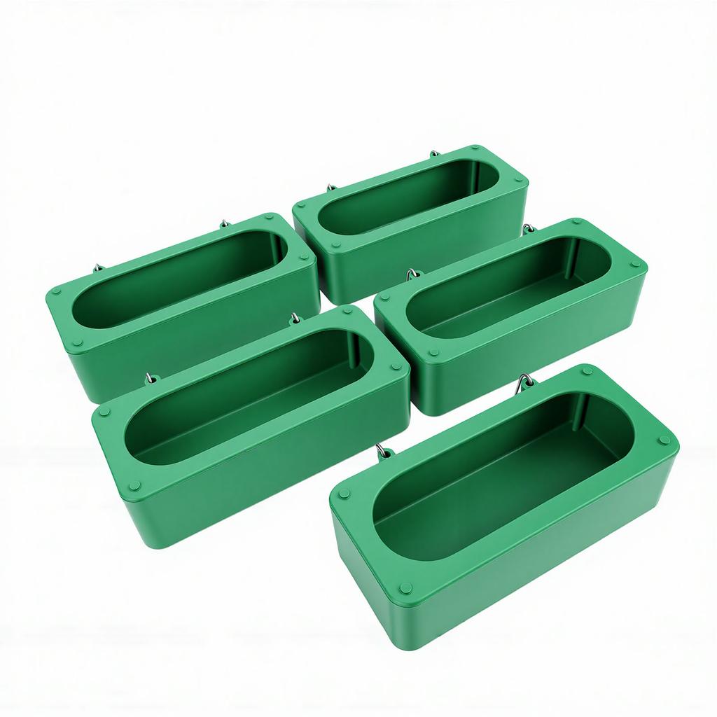 5pcs Bird Cage Feeder Anti Splash Plastic Hanging Food Water Dispenser for Small Pets Parrots Budgies Pigeon Large Green