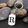 Stainless Steel Alphabet Charm Keychain - Smooth Surface, Retro Style Gift Pendant