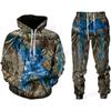 Men Hoodie Pant Set Hunting Animal Camouflage 3d Print Set Men Women Fashion Hoodie +Pant 2Pcs Set Sports Outdoor Tracksuit Suit