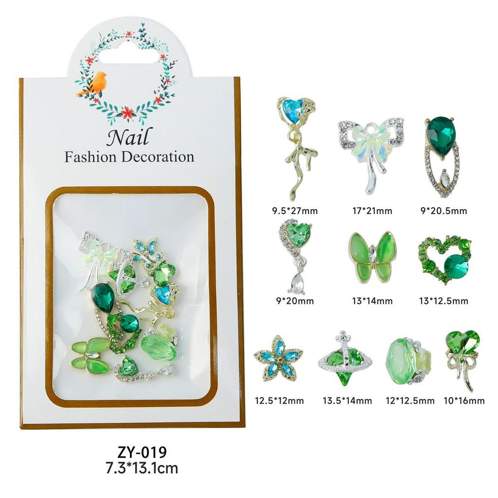 Nail Art Accessories: Alloy Rhinestone Set with Bow, Heart, Fishtail DIY Decorations