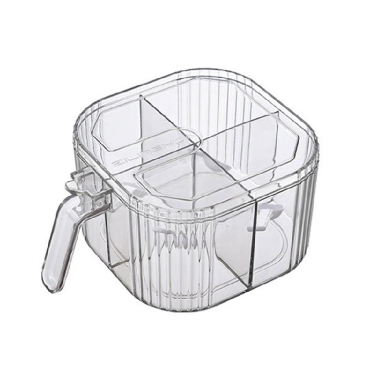 4 Compartments PET Material Clear Spices Storage Container Seasoning Storage Box 1