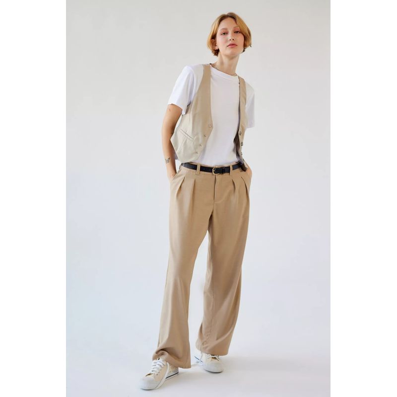 

UO Texture Control Exclusive Matching Wide and Stylish Pleated Design Low Waist Casual Pants Khaki Original List/No Return us8