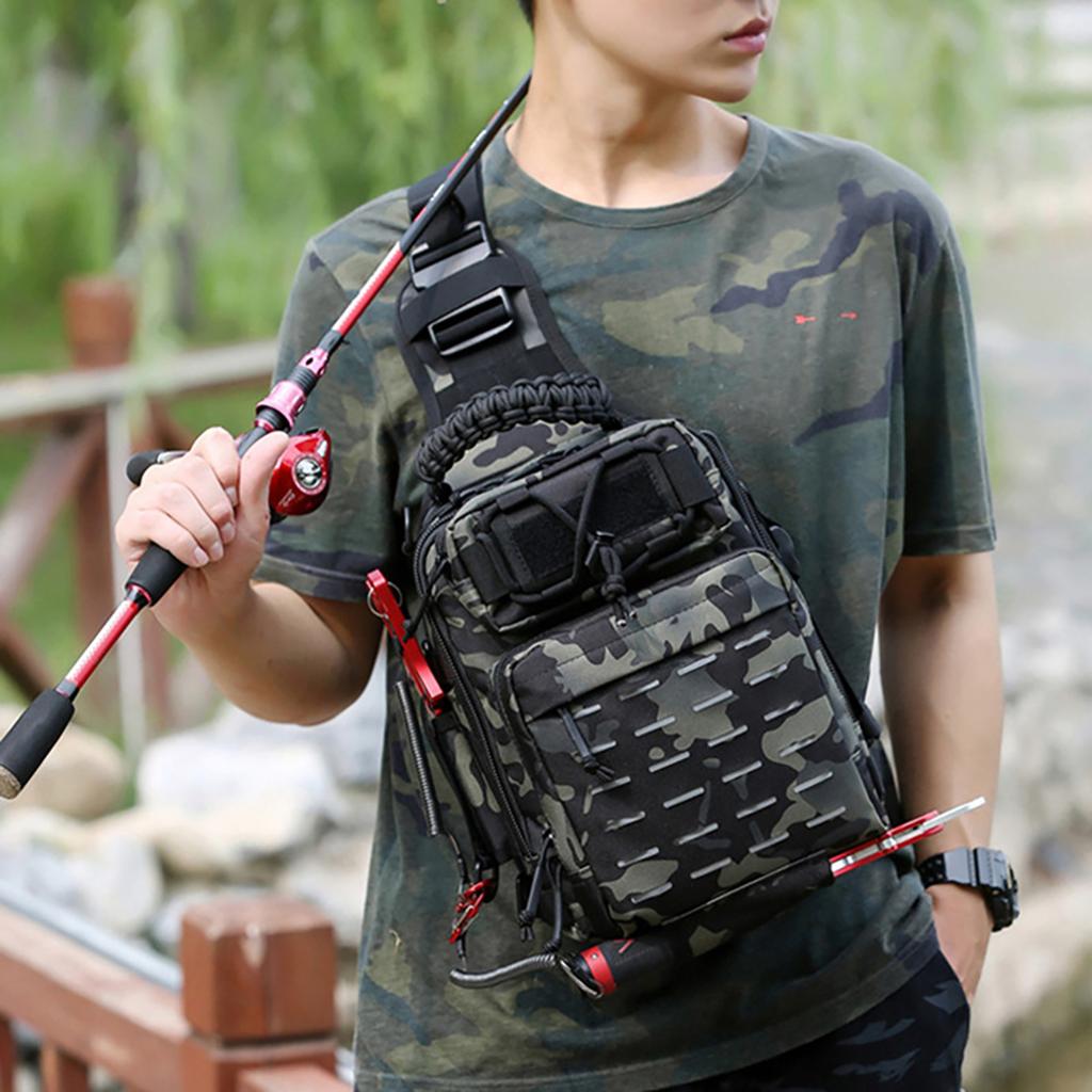 Fishing Sling Bag Fishing Tackle Storage Bag Tool Bag for Fishing Hiking Hunting Camping