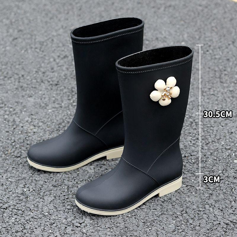 

Fashion new women s rain shoes high tube non-slip rain boots long tube outer wear water boots fashionable versatile rubber shoes 36 чёрный