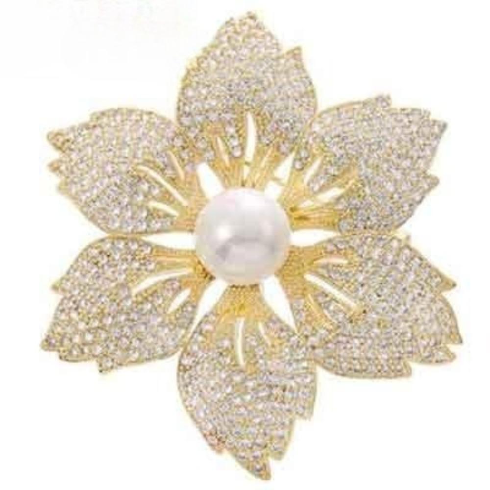 Lotus Pendant Enamel Brooch Badges Fashion Pearl Flower Exqusiite Pin Jewelry