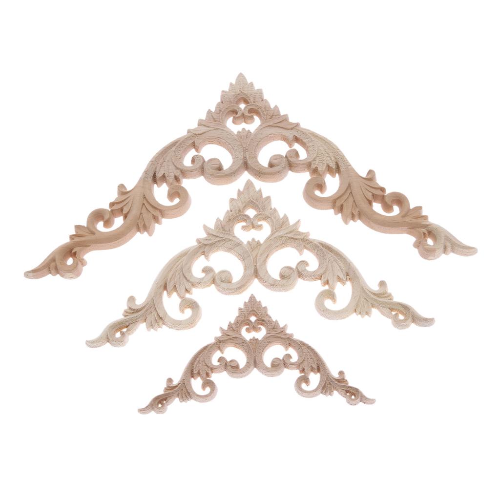 1pc 10/15/20cm Unpainted DIY Decorative Wooden Corner Carving Decals for Door Fireplace Dresser Cabinet Mirror Bed Mantel Decor