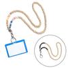 Stylish Beaded Lanyard ID Badge Holder with Lobster Clasp Keyring Natural Wood Beads Work Card Lanyard