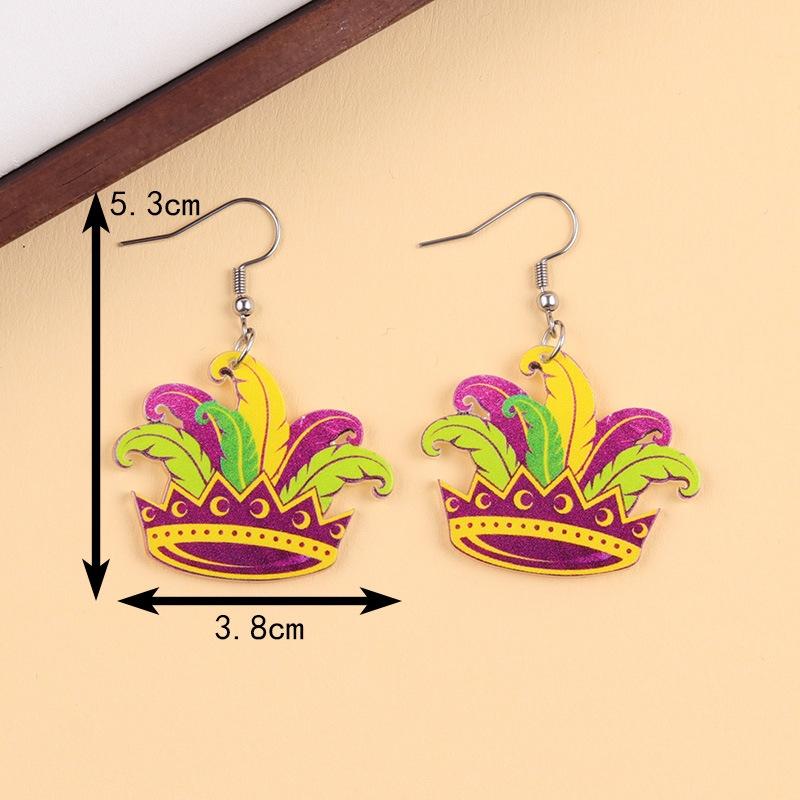 Boucles d'oreilles Masque Boucles d'oreilles Confortables en Acrylique Boucles d'oreilles Couronne Intriquées Pour Fête de Carnaval Célébration de Festival Femme