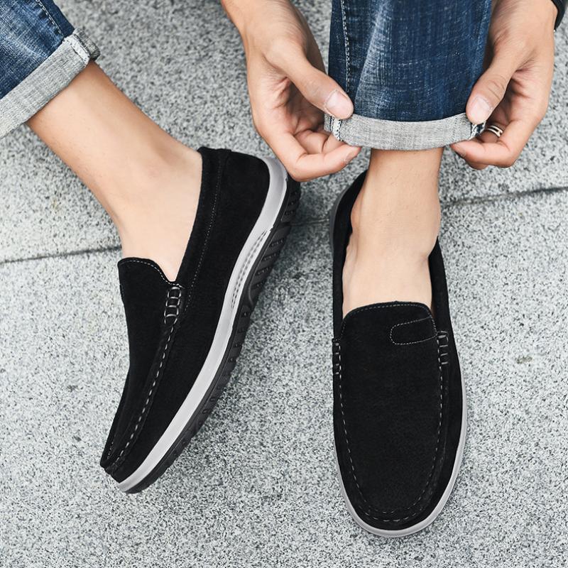 Four Seasons Suede Leather Toe Shoes Men's Shoes One-step Breathable Comfortable Loafer Casual Shoes Driving Shoes