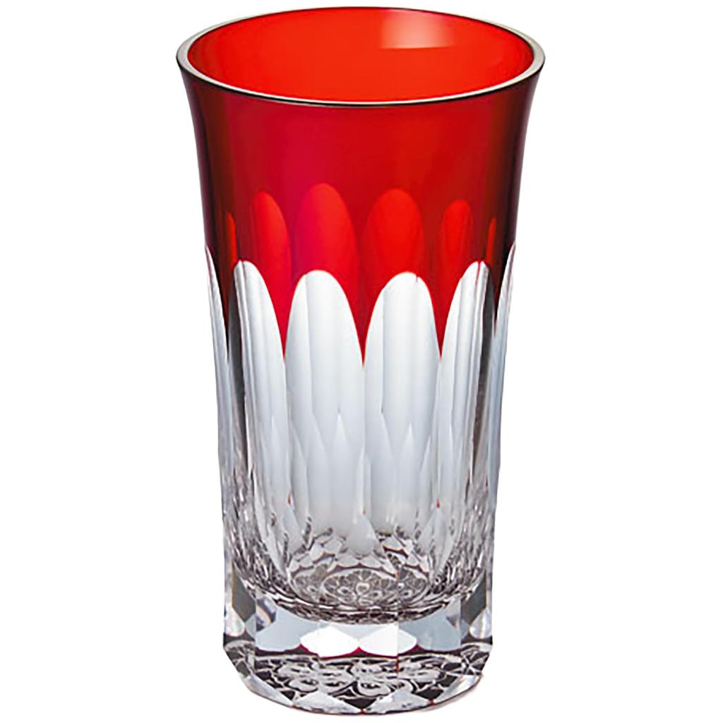 Otsuka Glass Edo Kiriko "Funabashi Kaleidoscope" Beer Glass, Approx. 160ml, Small, Sip-Size, Cherry Blossom Red, Made in Japan, 130-218-9-N