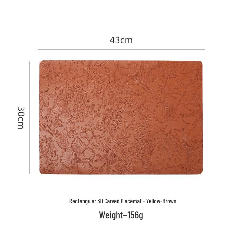 Vintage French PVC Leather Non-Slip Heat-Resistant Carved Placemat