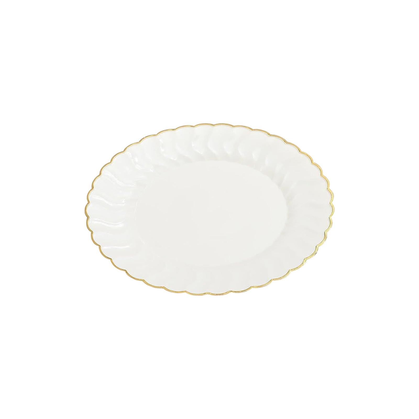 

Бежевая тарелка с золотой каймой, одноразовая кружевная пластиковая тарелка, одноразовая посуда для свадеб и вечеринок, высококачественная обеденная тарелка One Size