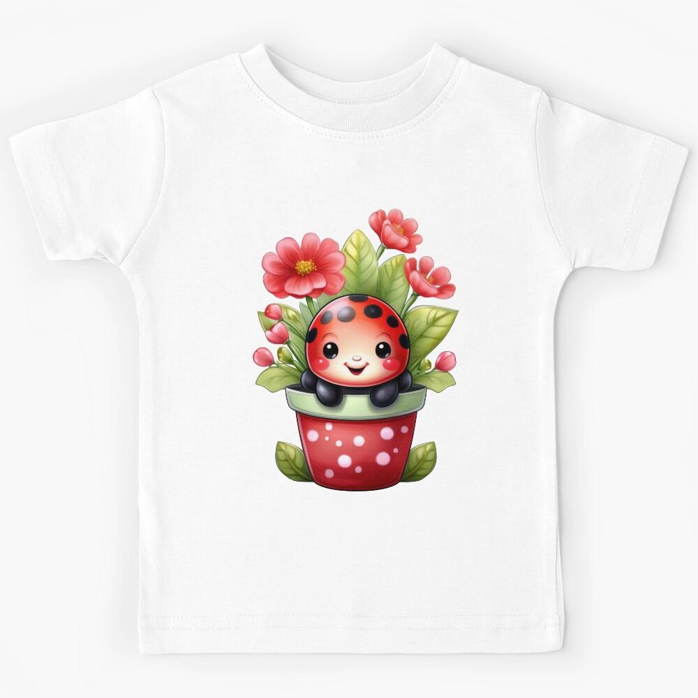 Happy Ladybug Nature Art Kids T-Shirt 120