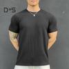 Men Summer Top with 3D Texture Round Neck Short Sleeves Loose Solid Color Muscular Men Sport T-shirt Daily Exercise Shirt