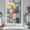 Geometric Window Privacy Film Stained Glass Style Privacy Protection Film Frosted Static Cling Waterproof Privacy Film for Bathroom Bedroom Kitchen