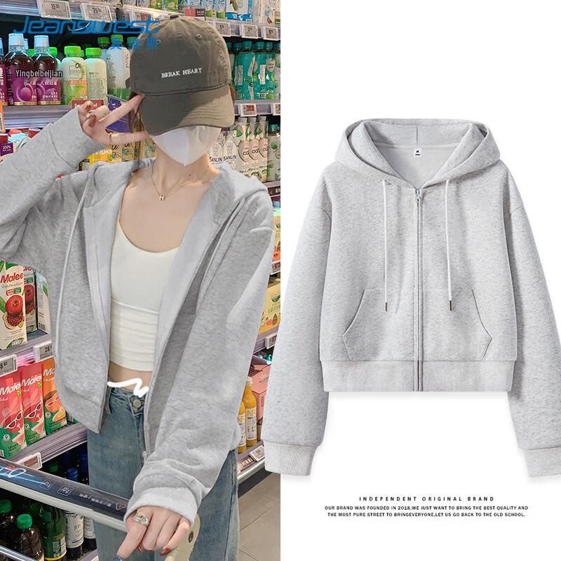 

JEANSWEST Women s Short Hooded Cardigan Sweatshirt 2XL