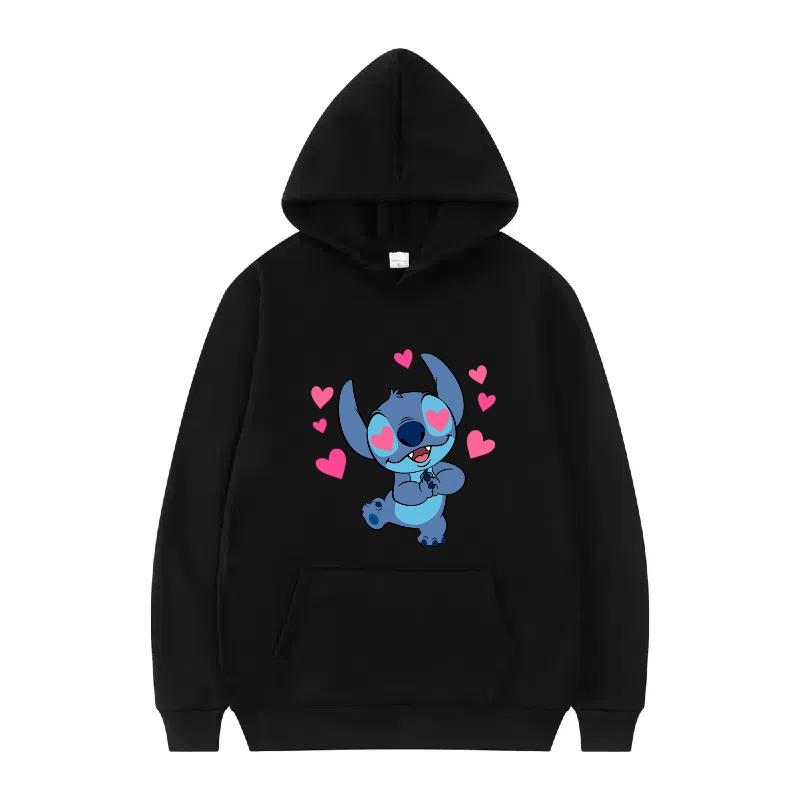 Disney Stitch Pattern Women Hoodies Fashion Sporty Y2k Loose Grey Tops Clothing Pullovers Ladies Cheap Hoodies Sweatshirts