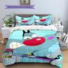 Fat Cat and Xiao Qiang  Pattern Bedding Quilt Set  Home Decoration  Gift (1 * duvet cover + 2 * pillowcase  without core)