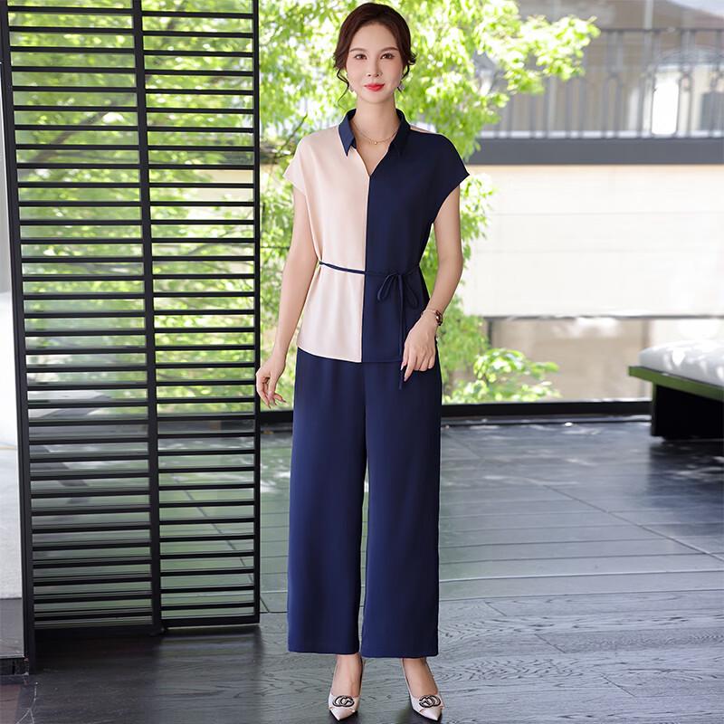 Yalu Summer National Style Color-Block Short-Sleeve Set L