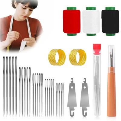 37 Pcs/Set Big Eye Sewing Needles Hand Sewing Kit Stainless Steel Needles