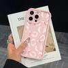 Pink Straight Edge Stepped Pattern Bow Design Phone Case For iPhone 17 17E 16E 16 15 14 13 12 11 Pro Max XS X XR 7 8 Plus Cover