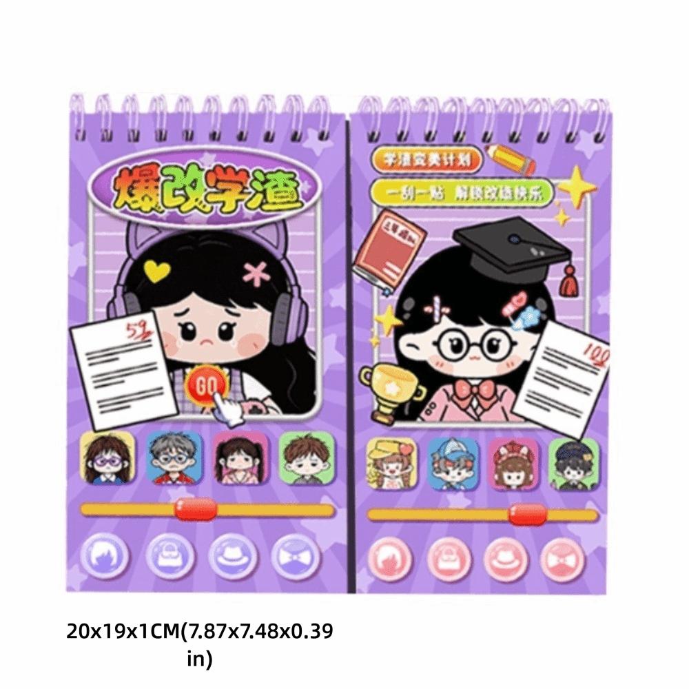 Renovation Family Members Character Dress-Up Sticker Book with Scraper Cartoon Quiet Book Children