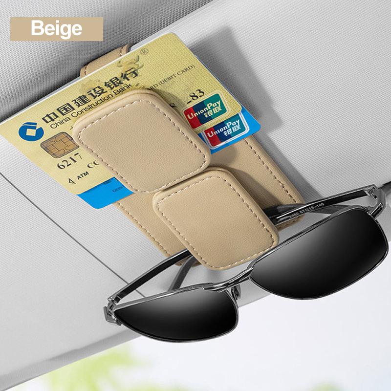 SEAMETAL Car Glasses Clip PU Leather Sun Visor Magnetic Card Ticket Holder Multifunction Sun Visor Car Accessories