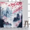 Ink Landscape Shower Curtain Abstract Mountain Water Red Floral Birds Chinese Style Bath Curtains Home Bathroom Decor with Hooks