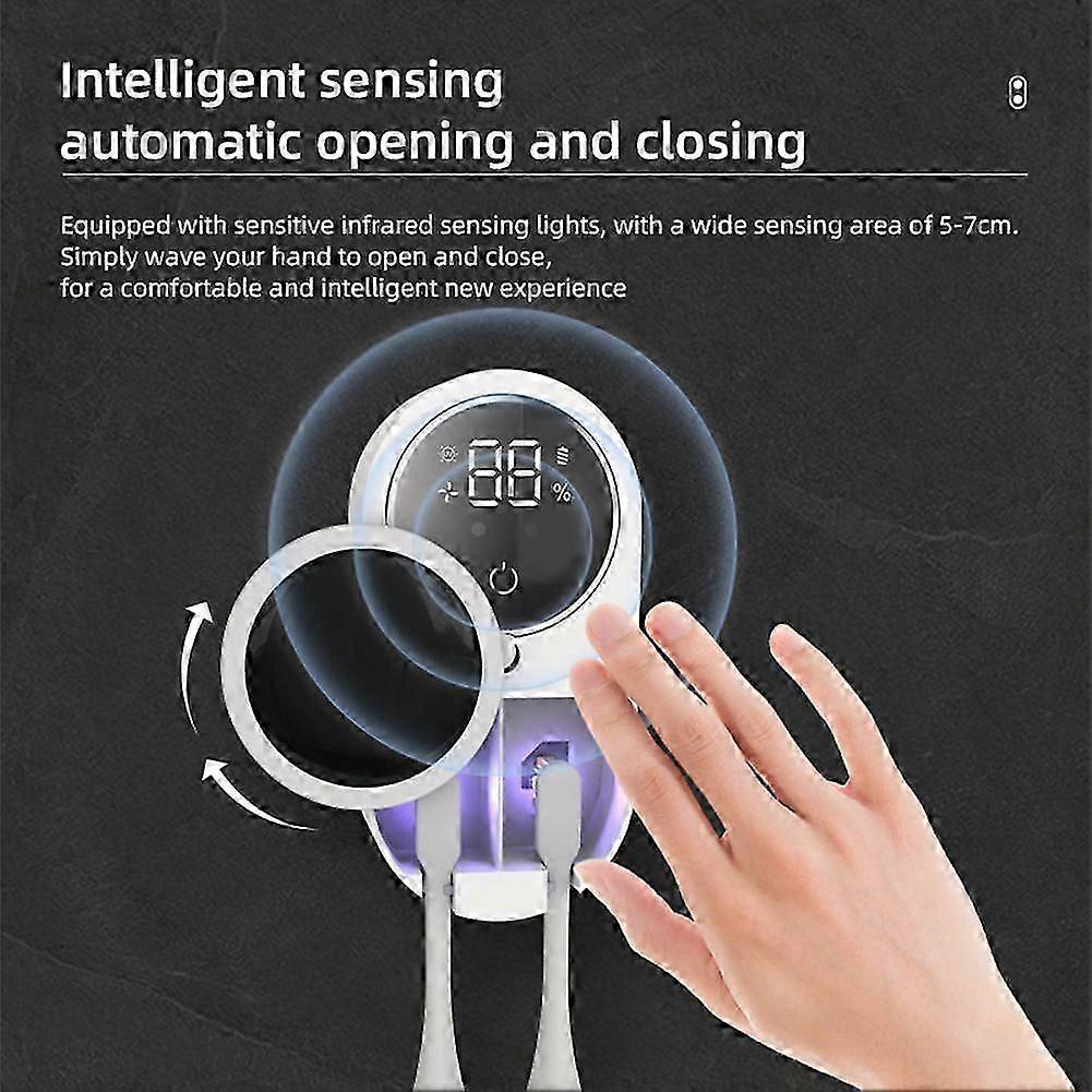 USB Rechargeable Toothbrush Sanitizer with UV Sterilizer Wall Mount for Electric Toothbrushes Home Travel Hygiene Solution