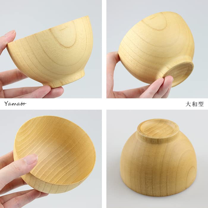 Fujishiro Kogei Wooden Soup Bowl, Dishwasher Safe, Nanotechno Glass Coating (Yamato Style)