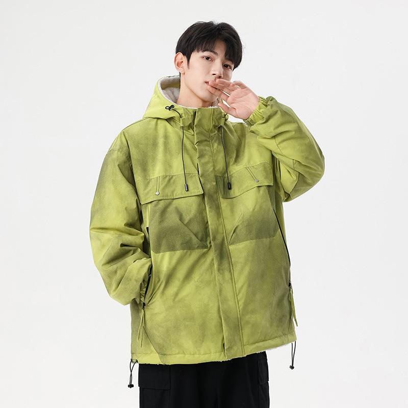 Men's winter new cotton-padded clothes Men's jackets Thickened warm trendy brand Double-sided wear lamb wool cotton-padded jackets Padded jackets