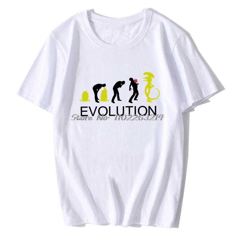 Mann Frau Mode T-Shirt Lustige Evolution von Alien Herren Sci-Fi- T-Shirt Herren Freizeit Tops Männlich Sommer Übergroßes T-Shirt Ropa