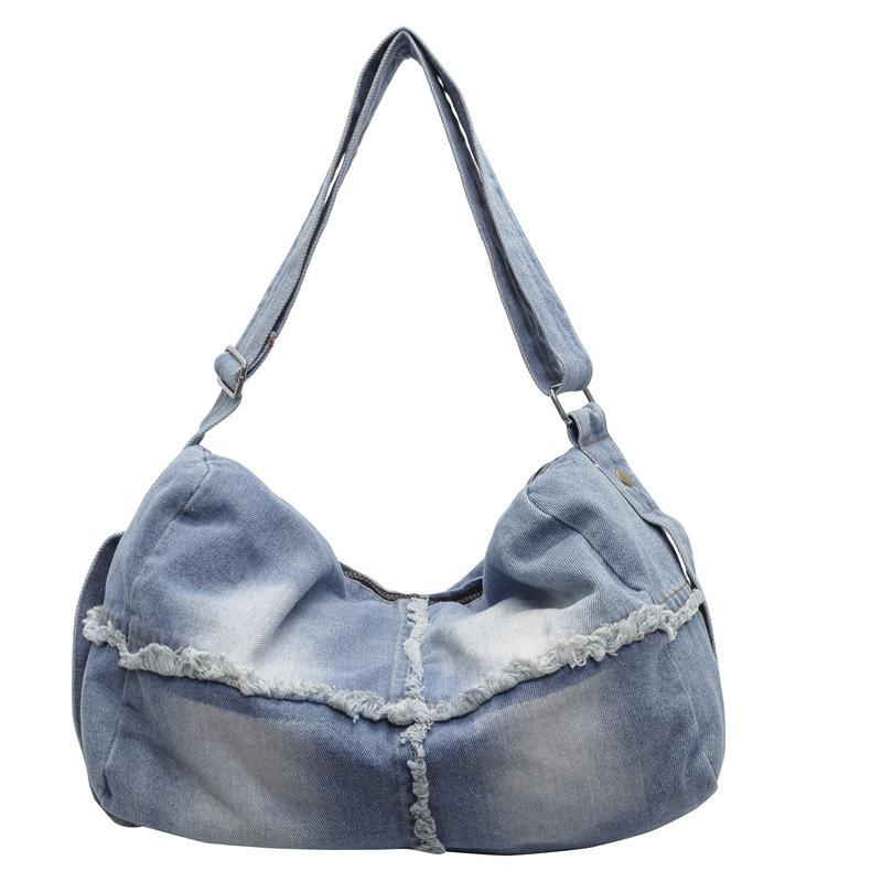 Large Capacity Denim Pillow Bag Women 2025 New Retro Casual Tote Bag