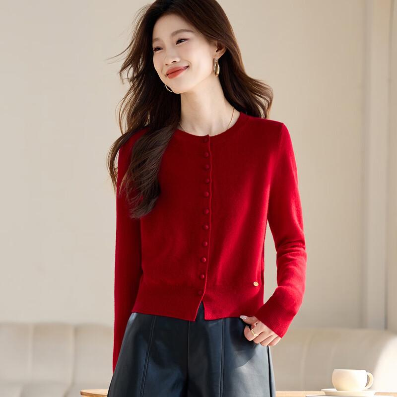 Srcr Women's 100% Wool Short Knit Cardigan