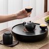 Gold Inlaid Jade Black Pottery Tea Set