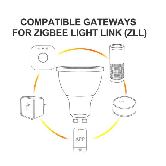 GLEDOPTO 120 degrés 5W Zigbee APP contrôle GU10 RGB + CCT LED ampoule de projecteur