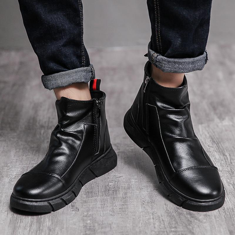 All Match Men's Autumn Winter Work Boots Hightop Walking Shoes Hightcut Male Students Spring Chelsea Boots