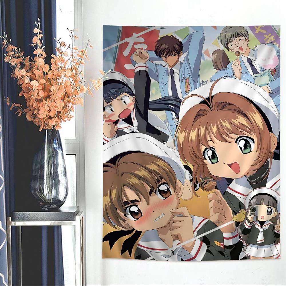 Japanese Anime CCardcaptor Sakura Anime Tapestry Hanging Tarot Hippie Wall Rugs Dorm Home Decor