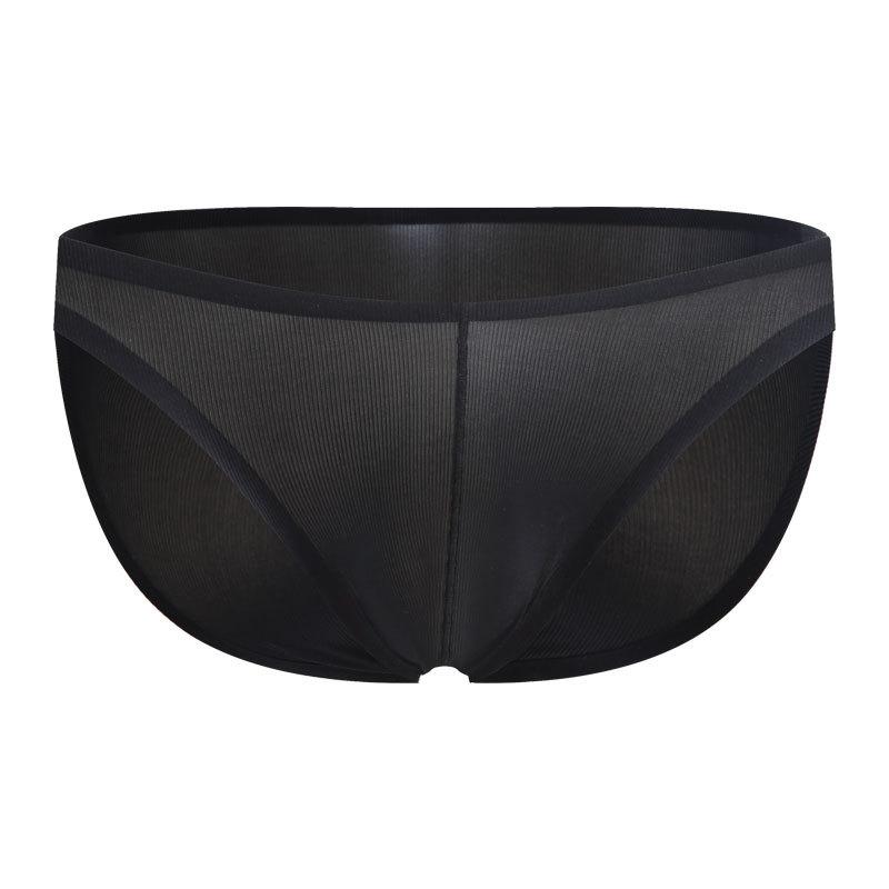 Men'S Briefs Seamless Ultra Thin Ice Silk Translucent Underwear U Convex Pouch Underpants Summer Breathable  Bikini Underpants