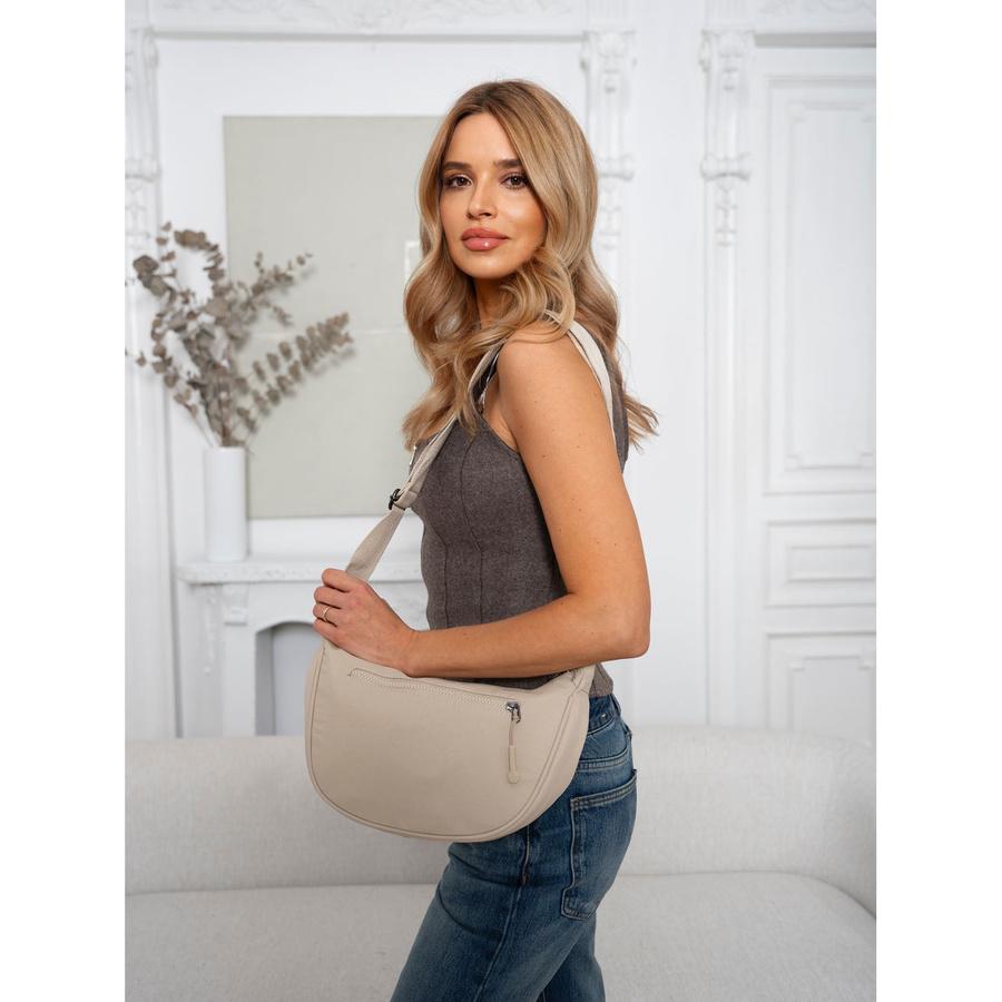 Beige Damenhandtasche aus Polyester an einem verstellbaren Riemen - Peterson