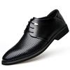 Men's Large Size Breathable Cowhide Leather Formal Shoes, Sizes 45-46, Lace-Up Casual Business Style.