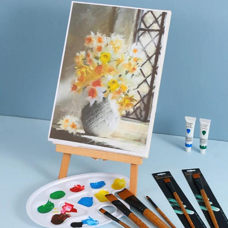 6Pcs 6Sizes Professional Watercolor Brush Set, Nylon Hair for Acrylic, Watercolor, Oil, Gouache Painting