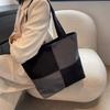 IELGY Fashion All-match Color Contrast Stitching Large Capacity Shoulder Bag Women