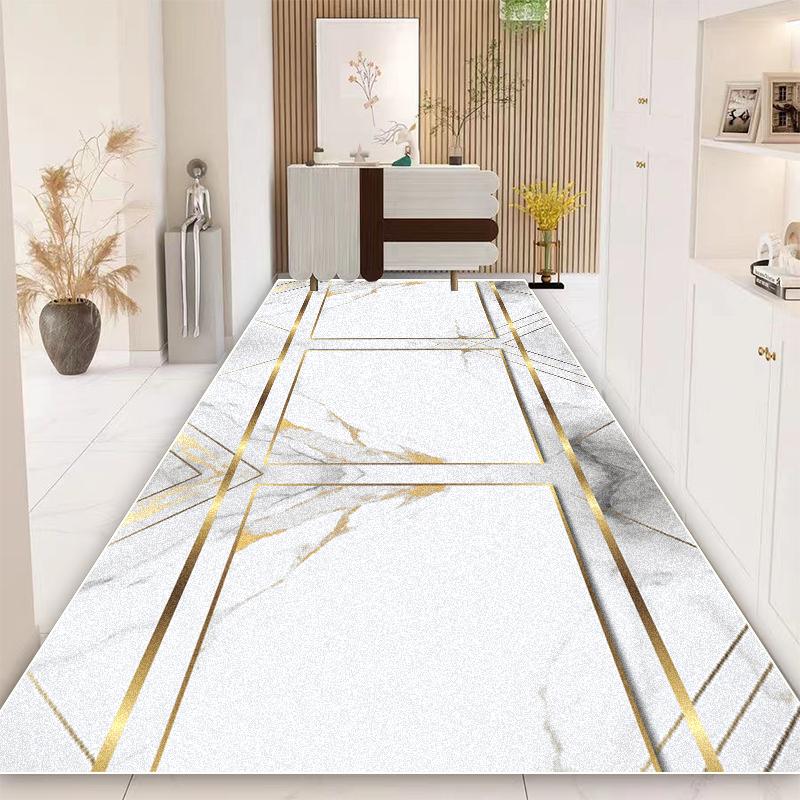 Luxury Gold Long Corridor Carpet European Style Hall Runner Carpets Stairway Rug Non-slip Washable Aisle Floor Mat Customizable