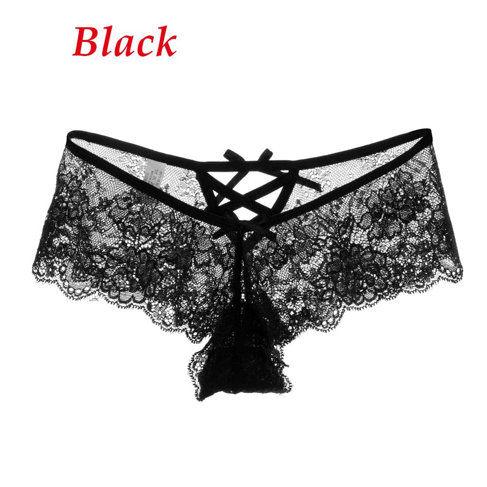 1PC Lady Erotic Lingerie Sexy Lace Flowers Panties Low Waist G-string Transparent T-back Briefs Women Charming Thongs Underwear
