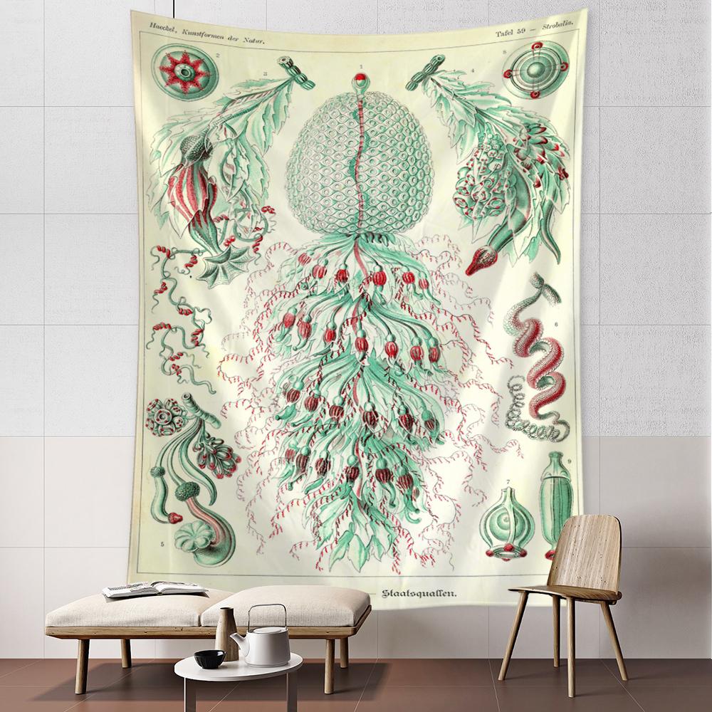 Octopus Jellyfish Classification Map Tapestry Wall Hanging Art Bohemian Style Psychedelic Dormitory Simple Home Decor