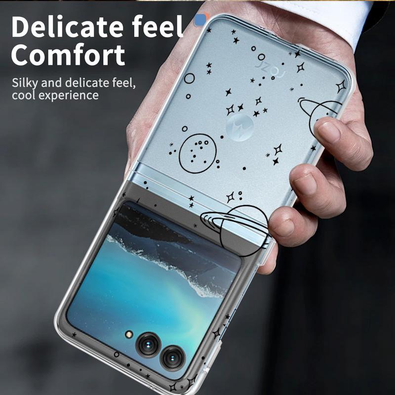 Faltbare Hülle für Motorola Razr 50 40, Astronauten-Flugzeugmuster, 2cps, ultrastoßfeste, transparente, dünne Hart-PC-Hülle