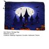 Dark Theme Zipper Bag Storage Bag, with Halloween Witch Castle Print, Large Wear-Resistant Makeup Pouch Capacity Canvas Cosmetic Organizer, for Travel