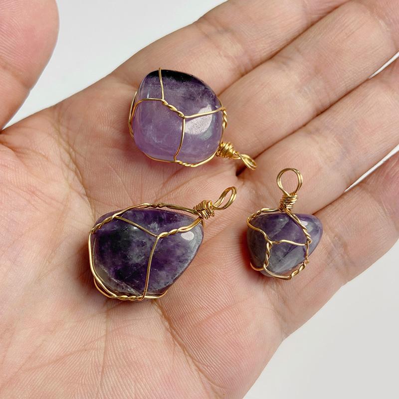 Natural Slice Stone Amethysts Purple Pendant Quartz Crystal Irregular Charm For Handmade Jewelry Making Necklace Earring Diy