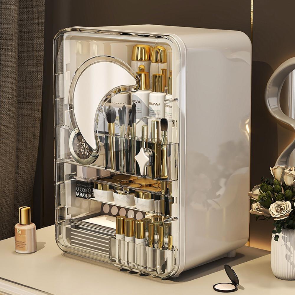 Light Luxury Cosmetics Storage Box Lipstick Box Storage Rack Dressing Table Dustproof Large Capacity Skin Care Storage Cabinet